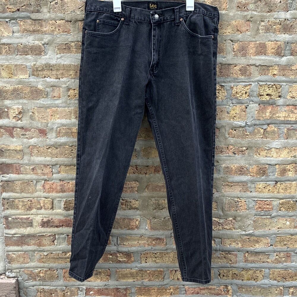 Lee Men's Regular Fit Straight Leg Black Denim Cotton Jeans Button 5-Pocket